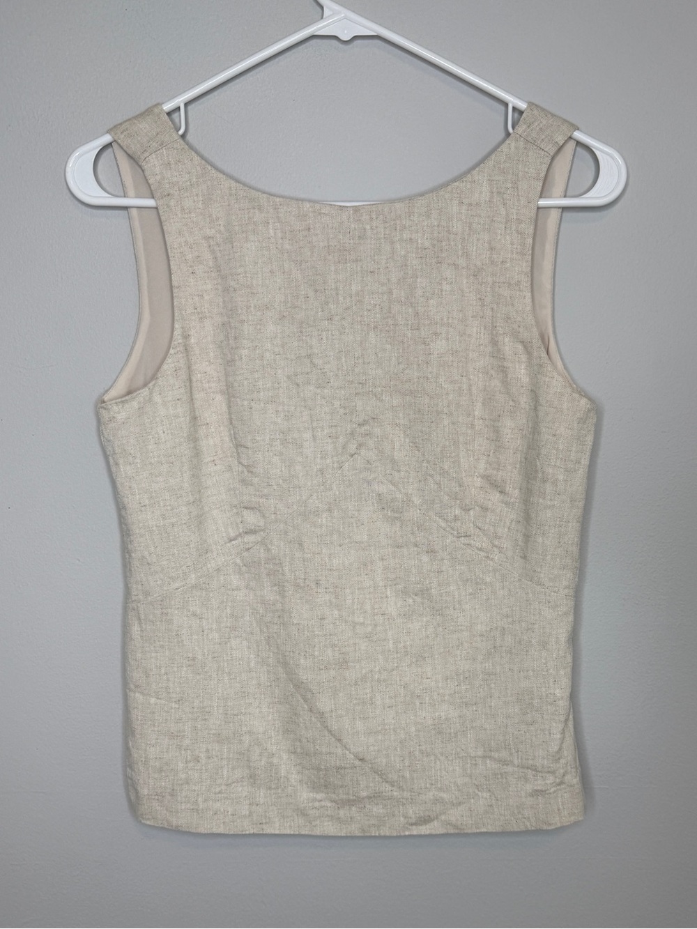 Banana Republic Factory Cream Beige Tailored Linen Blend Tank Top 0 Lined Office